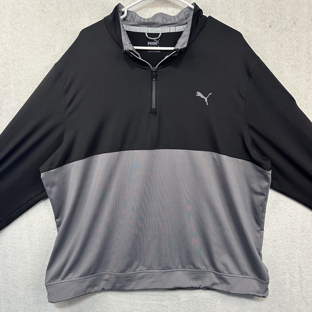 Puma Men's XXL 1/4 Zip Pullover Black Gray Golf SLCC Logo Enjoy Golf